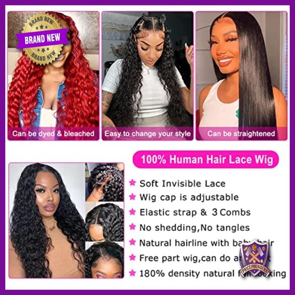 13x6 HD Lace Front Wig Human Hair 180 Density Water Wave 18 Inch